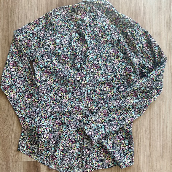 FRANK & EILEEN BARRY Tailored Crinkle Cotton Floral Button-Up Shirt L - Picture 9 of 11